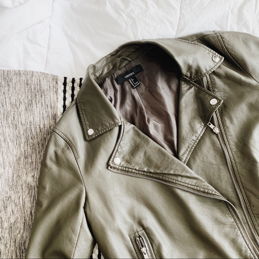 Gray Forever 21 faux leather jacket